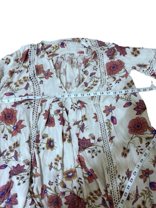 Free People Cream Floral V-Neck Peasant Tunic - Picture 5 of 6